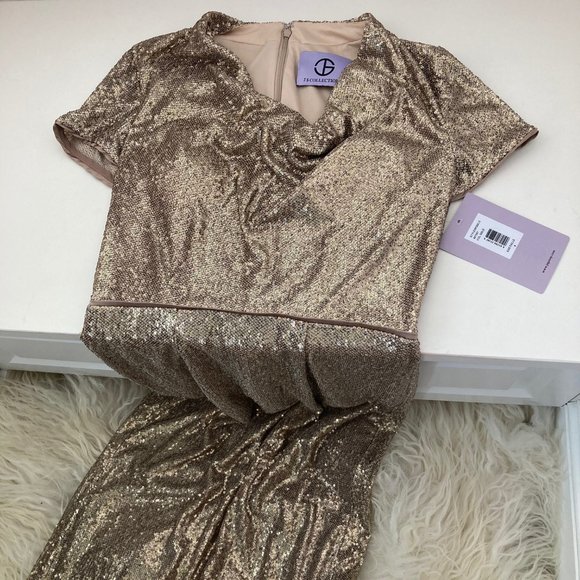 JS COLLECTIONS Cowl Neck Sequin Gown - Picture 5 of 12